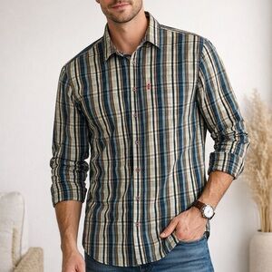 Levi’s Plaid Button-Up Shirt | Classic Casual Dad-Core | Large